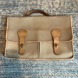 Vintage Coach Brief Bag Khaki Twill and Leather Attache Case